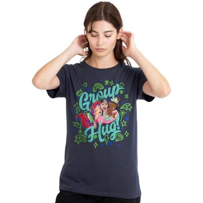 Disney Ariel, Mulan, Tiana Group Hug! Ladies T Shirt, Deep Navy dames T-Shirt Disney Ariel, Mulan, Tiana Group Hug! Ladies T Shirt, Deep Navy dames T-Shirt