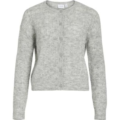 VILA Vipretty O-hals pointelle cardigan, lichtgrijs gem., L VILA Vipretty O-hals pointelle cardigan, lichtgrijs gem., L