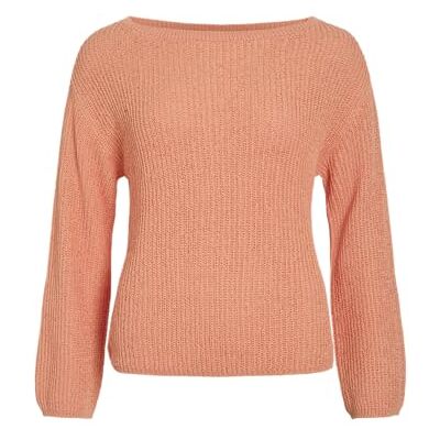 VILA Visum L/S Boatneck Knit Pullover, cadmium oranje, L VILA Visum L/S Boatneck Knit Pullover, cadmium oranje, L