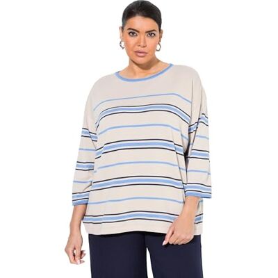 Ulla Popken Dames grote maten grote maten plus size gebreide trui strepen, zand-beige, 46-48 Ulla Popken Dames grote maten grote maten plus size gebreide trui strepen, zand-beige, 46-48
