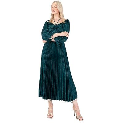 Lovedrobe Midaxi Damesjurk, Emerald Groen Geplooid Empire A-lijn Hoge Taille Tie Nek, Bruiloft Guest Cocktail Evening Prom dames Jurk Lovedrobe Midaxi Damesjurk, Emerald Groen Geplooid Empire A-lijn Hoge Taille Tie Nek, Bruiloft Guest Cocktail Evening Prom dames Jurk