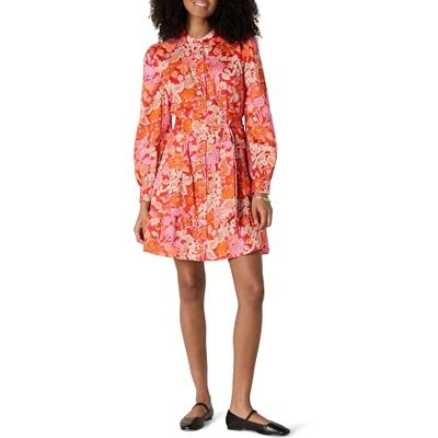 Amazon Essentials Dames Regular-Fit Katoen-Satijn Gelaagde Overhemd Jurk, Heldere Papaver Rood Blush Multi Folk Bloemen, XXL Amazon Essentials Dames Regular-Fit Katoen-Satijn Gelaagde Overhemd Jurk, Heldere Papaver Rood Blush Multi Folk Bloemen, XXL