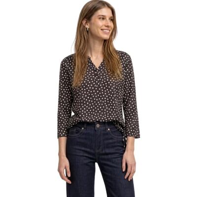 Street One 3231029 dames Shirt met 3/4 mouwen met split hals en print Street One 3231029 dames Shirt met 3/4 mouwen met split hals en print
