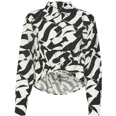 VERO MODA VMJOSS ARIA Knot LS Shirt WVN GA, Zwart/Aop: aria, M VERO MODA VMJOSS ARIA Knot LS Shirt WVN GA, Zwart/Aop: aria, M