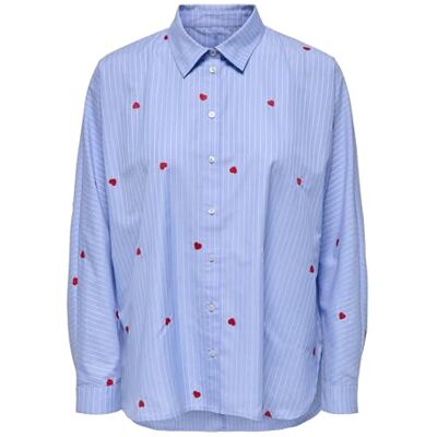 ONLY ONLNEW LINA GRACE LS STRIPE EMB SHIRT Longsleeve blauw Basics, Street wear ONLY ONLNEW LINA GRACE LS STRIPE EMB SHIRT Longsleeve blauw Basics, Street wear