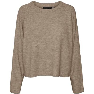 VERO MODA Dames Vmjupiter LS O-hals pullover Bf gebreide trui, zilver nerts/Detail: w. Melange, L, Zilveren nerts/Detail: W. Melange, L VERO MODA Dames Vmjupiter LS O-hals pullover Bf gebreide trui, zilver nerts/Detail: w. Melange, L, Zilveren nerts/Detail: W. Melange, L