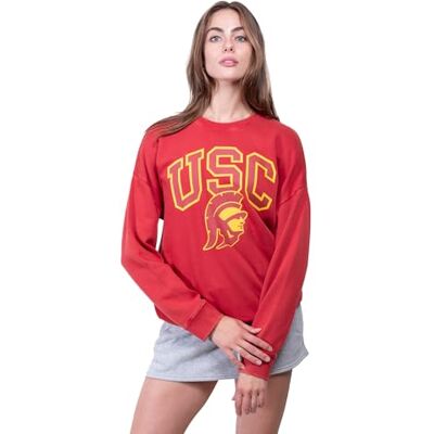 Ultra Game NCAA Official Oversized Fleece Distressed Crew Pullover Sweatshirt voor dames Ultra Game NCAA Official Oversized Fleece Distressed Crew Pullover Sweatshirt voor dames