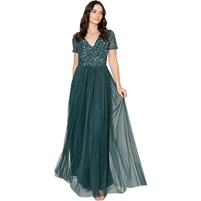 Maya Deluxe Dames Jurk voor Bruiloft Gast Plus Size Empire Hoge Taille Pailletten Korte Mouw Avond Bruidsmeisje dames Bruidsmeisjesjurk (1-Pack) Maya Deluxe Dames Jurk voor Bruiloft Gast Plus Size Empire Hoge Taille Pailletten Korte Mouw Avond Bruidsmeisje dames Bruidsmeisjesjurk (1-Pack)