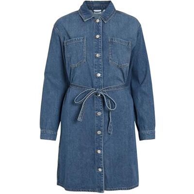 VILA Vikiki L/S Denim Shirt Dress MBD, blauw (medium blue denim), 42 VILA Vikiki L/S Denim Shirt Dress MBD, blauw (medium blue denim), 42