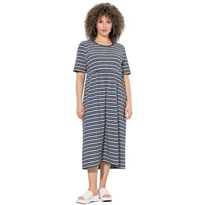 Ulla Popken gs1 data protected company 4069787000005 Jersey-jurk voor dames, strepen, overgesneden jurk, marineblauw, 46-48 Ulla Popken gs1 data protected company 4069787000005 Jersey-jurk voor dames, strepen, overgesneden jurk, marineblauw, 46-48