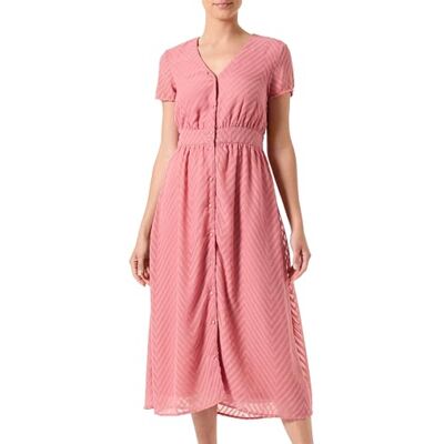 VILA VIMICHELLE S/S V-hals MIDI Dress/KA, roze, 38 VILA VIMICHELLE S/S V-hals MIDI Dress/KA, roze, 38