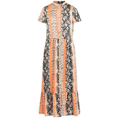 IZIA Damesjurk met korte mouwen Maxi 19323239-IZ01, oranje meerkleurig, XS, Jurk met korte mouwen, maxi, XS IZIA Damesjurk met korte mouwen Maxi 19323239-IZ01, oranje meerkleurig, XS, Jurk met korte mouwen, maxi, XS