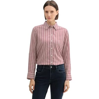 TOM TAILOR Dameshemdblouse met patroon, 36553 Hedendaagse rode check, 36 TOM TAILOR Dameshemdblouse met patroon, 36553 Hedendaagse rode check, 36
