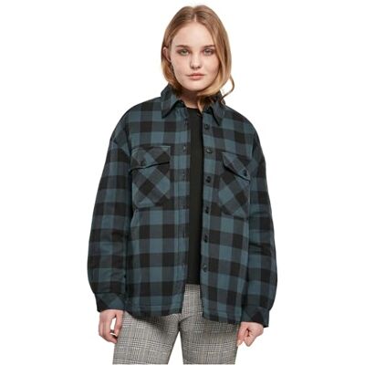Urban Classics Dames Flanel Gewatteerde Overhemd Jas, jasper/zwart, 3XL Urban Classics Dames Flanel Gewatteerde Overhemd Jas, jasper/zwart, 3XL