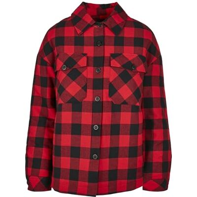 Urban Classics Damesjas voor dames, flanel gewatteerd overhemd, hemdjas in houthakkersruit, verkrijgbaar in vele kleurvarianten, maten XS 5XL, zwart/rood, 4XL Urban Classics Damesjas voor dames, flanel gewatteerd overhemd, hemdjas in houthakkersruit, verkrijgbaar in vele kleurvarianten, maten XS 5XL, zwart/rood, 4XL