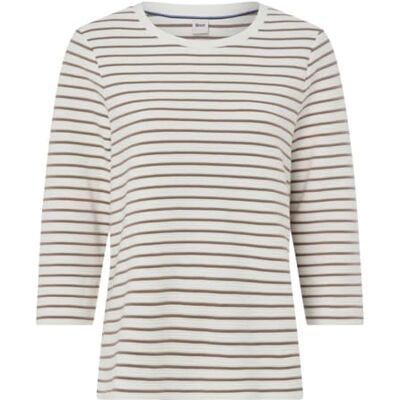 Brax Style.Bonnie Cotton Structure Rib Stripe Sweatshirt voor dames, 53 Taupe, 34 Brax Style.Bonnie Cotton Structure Rib Stripe Sweatshirt voor dames, 53 Taupe, 34