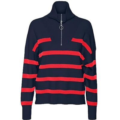 VERO MODA Gebreide damestrui VMSABA, Navy Blazer/Stripes: bitterzoet, M VERO MODA Gebreide damestrui VMSABA, Navy Blazer/Stripes: bitterzoet, M