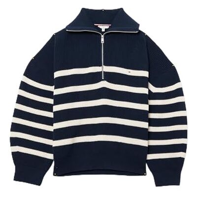 Tommy Hilfiger Dames CRV CO Cardi Stitch 1/2 Zip SWT WW0WW44249 Half Zip Trui, Desert Sky/Ivory Petal Streep, 46, Blauw (Desert Sky/Ivory Petal Streep), 72 NL Tommy Hilfiger Dames CRV CO Cardi Stitch 1/2 Zip SWT WW0WW44249 Half Zip Trui, Desert Sky/Ivory Petal Streep, 46, Blauw (Desert Sky/Ivory Petal Streep), 72 NL