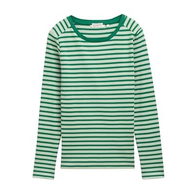 Tom Tailor Denim T-shirt met lange mouwen voor dames, 37365 Tonal Green Stripe, L Tom Tailor Denim T-shirt met lange mouwen voor dames, 37365 Tonal Green Stripe, L