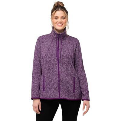 Ulla Popken , Dames grote maten, gebreide fleece jas met ruitpatroon, lila, 42/44 Ulla Popken , Dames grote maten, gebreide fleece jas met ruitpatroon, lila, 42/44