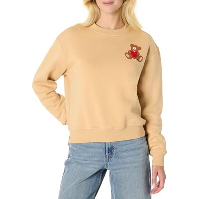 Amazon Essentials X Sofia Grainge Boxy Drop Shoulder Crewneck Sweatshirt voor dames, Licht Camel Beer Hart, S Amazon Essentials X Sofia Grainge Boxy Drop Shoulder Crewneck Sweatshirt voor dames, Licht Camel Beer Hart, S