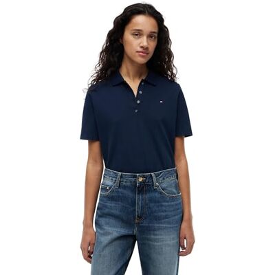 Tommy Hilfiger Women's Regular Fit Short Sleeve Polo Shirt, Blauw (donker nachtmarine), XS, Blauw (Donker Nacht Marine), XS Tommy Hilfiger Women's Regular Fit Short Sleeve Polo Shirt, Blauw (donker nachtmarine), XS, Blauw (Donker Nacht Marine), XS