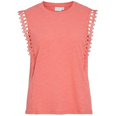 VILA Dames Viotessa O-hals Cap Sleeve Top, dubarry, M VILA Dames Viotessa O-hals Cap Sleeve Top, dubarry, M