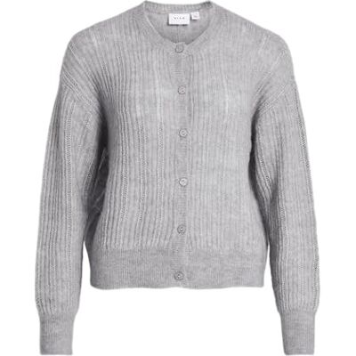 VILA Vipretty O-hals pointelle cardigan, lichtgrijs gem., XS VILA Vipretty O-hals pointelle cardigan, lichtgrijs gem., XS