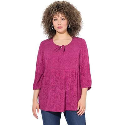 Ulla Popken dames grote maten grote maten plus size smokblouse, stippen, A-lijn, ronde hals, 3/4-mouw, Magnolia rood, 46-48 Ulla Popken dames grote maten grote maten plus size smokblouse, stippen, A-lijn, ronde hals, 3/4-mouw, Magnolia rood, 46-48