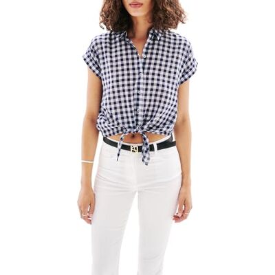 Caroll Blouse met korte mouwen, Crlimp/Aqua Blue/Vichy, 38 Caroll Blouse met korte mouwen, Crlimp/Aqua Blue/Vichy, 38
