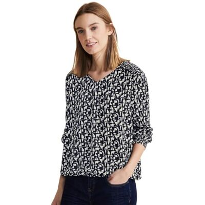 Street One Dames bedrukte V-hals blouse W Smok D Shirt, blauw (deep blue), 44 Street One Dames bedrukte V-hals blouse W Smok D Shirt, blauw (deep blue), 44