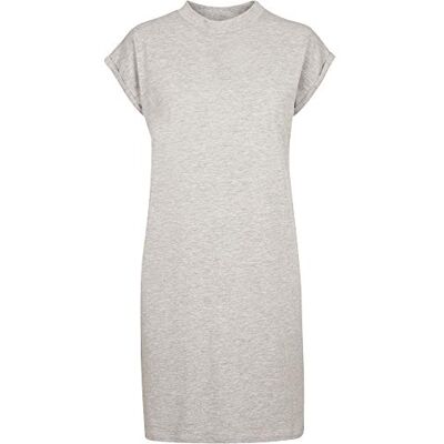 Build Your Brand Dames Turtle Extended Shoulder Dress, damesjurk van katoen met overgesneden schouders in vele kleuren verkrijgbaar, maat XS-5XL, Heather Grey, XXL Build Your Brand Dames Turtle Extended Shoulder Dress, damesjurk van katoen met overgesneden schouders in vele kleuren verkrijgbaar, maat XS-5XL, Heather Grey, XXL