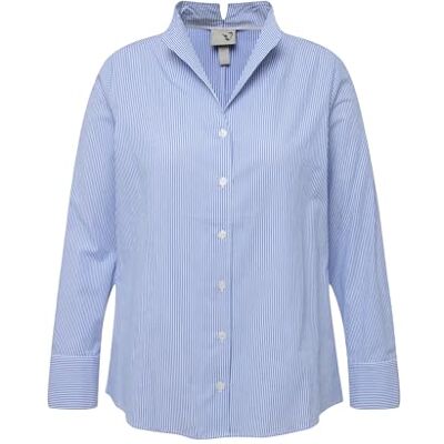 Ulla Popken Damesblouse, strepen, kelkkraag, shirt met lange mouwen, hemelsblauw, 58 Ulla Popken Damesblouse, strepen, kelkkraag, shirt met lange mouwen, hemelsblauw, 58