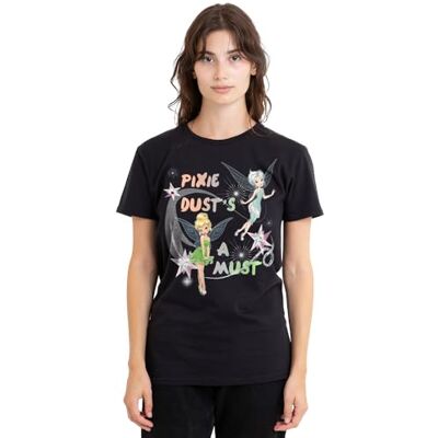 Disney Fairies Pixie Dust's A Must Tinker Bell, Periwinkle Ladies T Shirt, Black dames T-Shirt Disney Fairies Pixie Dust's A Must Tinker Bell, Periwinkle Ladies T Shirt, Black dames T-Shirt
