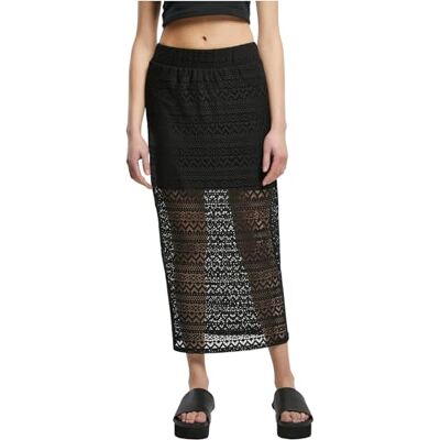 Urban Classics Midi rok voor dames, stretch crochet lace midi-rok voor dames, verkrijgbaar in zwart, maten XS 5XL, zwart, XS Urban Classics Midi rok voor dames, stretch crochet lace midi-rok voor dames, verkrijgbaar in zwart, maten XS 5XL, zwart, XS