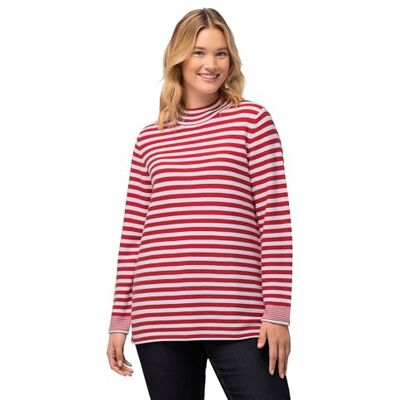 Ulla Popken , Dames grote maten, gestreepte trui, turtle-neck, salsa, 46/48 NL Ulla Popken , Dames grote maten, gestreepte trui, turtle-neck, salsa, 46/48 NL