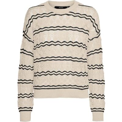 VERO MODA VMBELLA LS O-Neck Pullover GA Boo, berk/strepen: zwart, XS VERO MODA VMBELLA LS O-Neck Pullover GA Boo, berk/strepen: zwart, XS