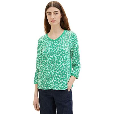TOM TAILOR Dames T-shirt 1035850, 31117 Green Floral Design, XXL TOM TAILOR Dames T-shirt 1035850, 31117 Green Floral Design, XXL