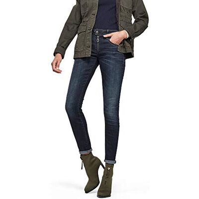 G-Star Raw Dames Lynn Rits Mid Waist Skinny Jeans - Marineblauw - Jeans G-Star Raw Dames Lynn Rits Mid Waist Skinny Jeans - Marineblauw - Jeans