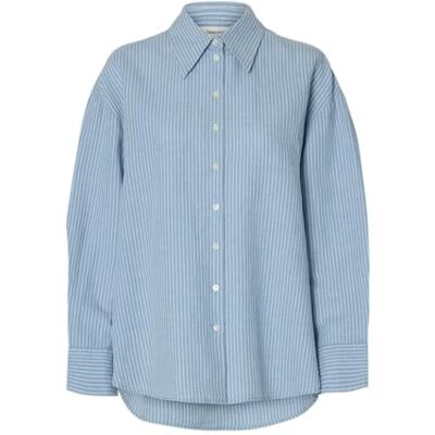 SELECTED WOMEN Slfcleo Oversize Linen Blend Shirt Noos, Dusty Blue., 38 SELECTED WOMEN Slfcleo Oversize Linen Blend Shirt Noos, Dusty Blue., 38