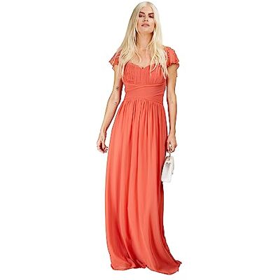 Little Mistress Koraal Frill Sl Maxi bruidsmeisjesjurk voor dames, Koraal Rose, 44 Little Mistress Koraal Frill Sl Maxi bruidsmeisjesjurk voor dames, Koraal Rose, 44
