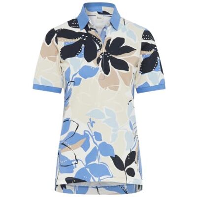 Brax Style Cleo poloshirt in piqué-kwaliteit met een bloemenprint, 24 Sapphire Blue, 40 Brax Style Cleo poloshirt in piqué-kwaliteit met een bloemenprint, 24 Sapphire Blue, 40