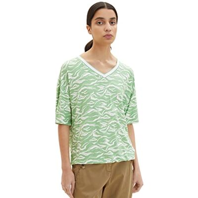 TOM TAILOR Dames T-shirt 1035483, 31574 Green Small Wavy Design, S TOM TAILOR Dames T-shirt 1035483, 31574 Green Small Wavy Design, S