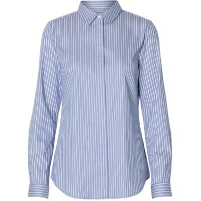 SELECTED WOMEN Slfromie Ls Gestreept Fitted Shirt Noos, Dusty Blue., 34 SELECTED WOMEN Slfromie Ls Gestreept Fitted Shirt Noos, Dusty Blue., 34