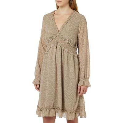 DreiMaster Vintage damesjurk met lange mouwen, Beige Braun, XL DreiMaster Vintage damesjurk met lange mouwen, Beige Braun, XL