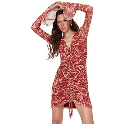 Trendyol Jurk - S/36 - Bruin - Bodycon - Vrouw - Jurk Trendyol Jurk - S/36 - Bruin - Bodycon - Vrouw - Jurk