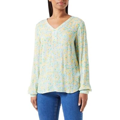 KAFFE Damesblouse, casual, lange mouwen, V-hals, bedrukt, knoopsluiting dames Bloes KAFFE Damesblouse, casual, lange mouwen, V-hals, bedrukt, knoopsluiting dames Bloes