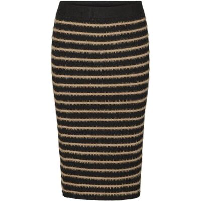 VERO MODA VMFLO NW Calf Lengte Potlood Rok, Zwart/Detail:w. Silver Mink, S VERO MODA VMFLO NW Calf Lengte Potlood Rok, Zwart/Detail:w. Silver Mink, S