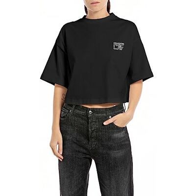 Replay W3798f Piece Dyed Heavy Cotton Jersey dames T-Shirt Replay W3798f Piece Dyed Heavy Cotton Jersey dames T-Shirt
