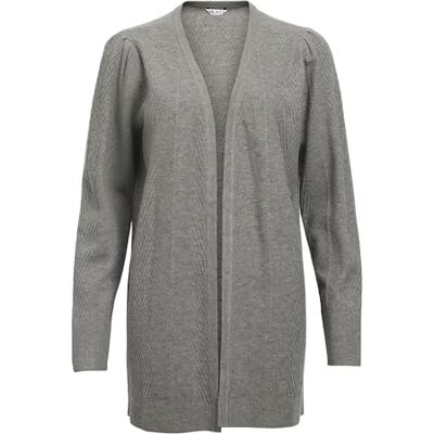 Object Objluna L/S Re Open Knit Cardigan Noos, Medium grijs (grey melange), S Object Objluna L/S Re Open Knit Cardigan Noos, Medium grijs (grey melange), S